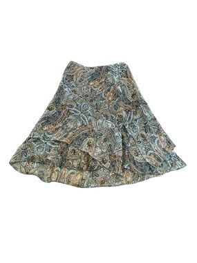 Vintage Y2K Chiffon Paisley Bias Midi Skirt Forest Fairy Grunge Festival